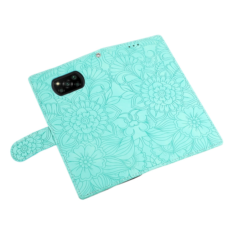 For Xiaomi POCO X3 NFC / X3 Pro / X3 Skin Feel Embossed Sunflower Horizontal Flip Leather Case with Holder & Card Slots & Wallet & Lanyard