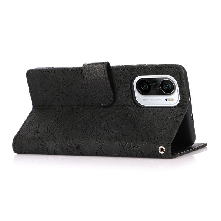 For Xiaomi Redmi K40 / K40 Pro / Poco F3 Skin Feel Embossed Sunflower Horizontal Flip Leather Case with Holder & Card Slots & Wallet & Lanyard