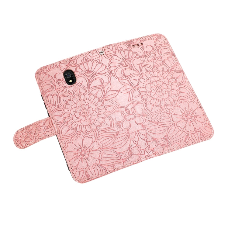 For Xiaomi Redmi 8A Skin Feel Embossed Sunflower Horizontal Flip Leather Case with Holder & Card Slots & Wallet & Lanyard