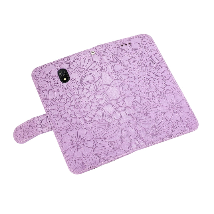 For Xiaomi Redmi 8A Skin Feel Embossed Sunflower Horizontal Flip Leather Case with Holder & Card Slots & Wallet & Lanyard