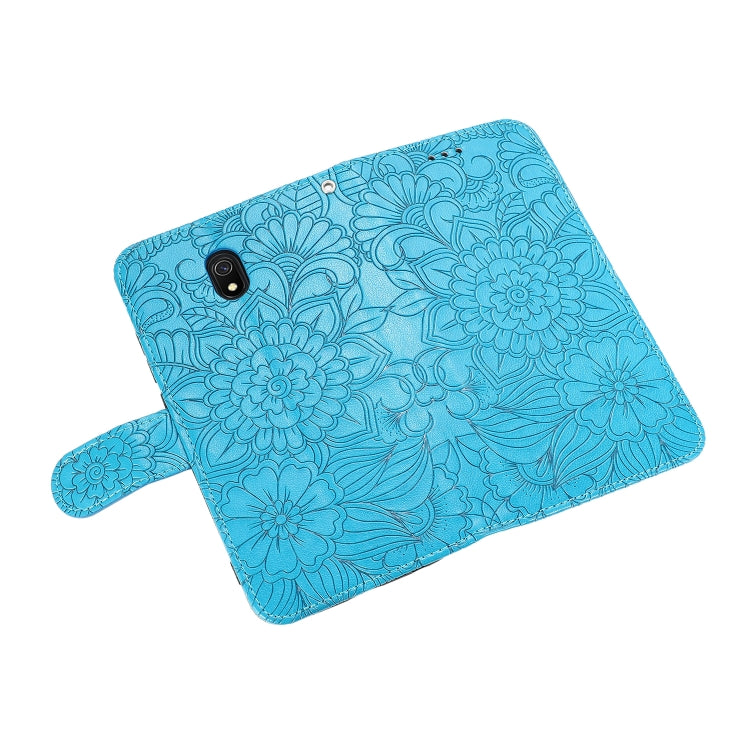 For Xiaomi Redmi 8A Skin Feel Embossed Sunflower Horizontal Flip Leather Case with Holder & Card Slots & Wallet & Lanyard