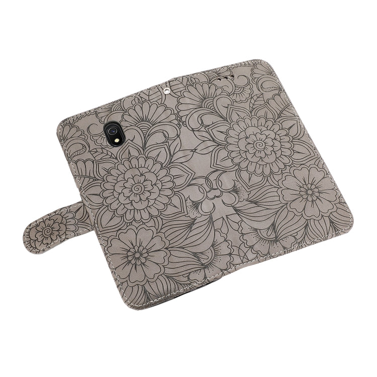 For Xiaomi Redmi 8A Skin Feel Embossed Sunflower Horizontal Flip Leather Case with Holder & Card Slots & Wallet & Lanyard