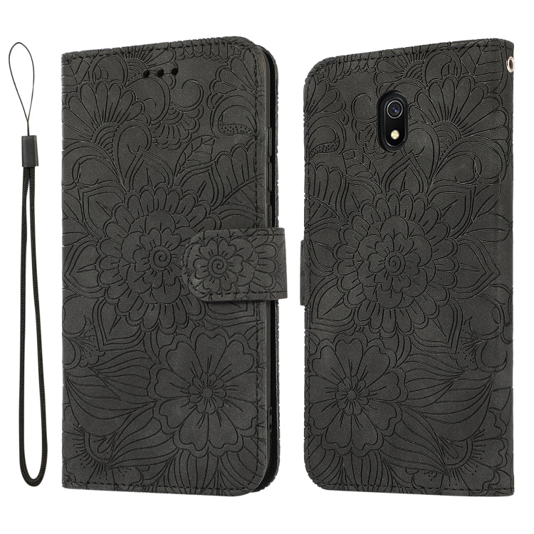 For Xiaomi Redmi 8A Skin Feel Embossed Sunflower Horizontal Flip Leather Case with Holder & Card Slots & Wallet & Lanyard