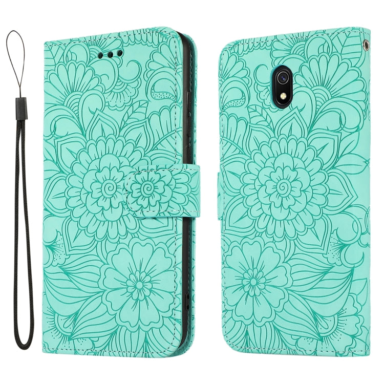 For Xiaomi Redmi 8A Skin Feel Embossed Sunflower Horizontal Flip Leather Case with Holder & Card Slots & Wallet & Lanyard
