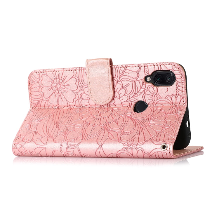 For Xiaomi Redmi Note 7 Skin Feel Embossed Sunflower Horizontal Flip Leather Case with Holder & Card Slots & Wallet & Lanyard