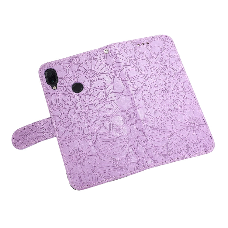 For Xiaomi Redmi Note 7 Skin Feel Embossed Sunflower Horizontal Flip Leather Case with Holder & Card Slots & Wallet & Lanyard