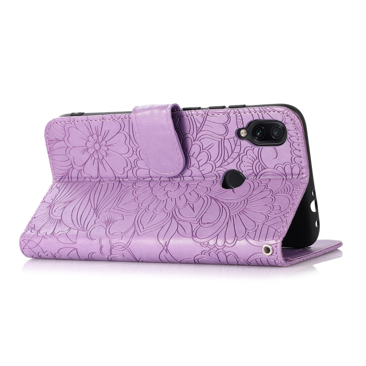 For Xiaomi Redmi Note 7 Skin Feel Embossed Sunflower Horizontal Flip Leather Case with Holder & Card Slots & Wallet & Lanyard