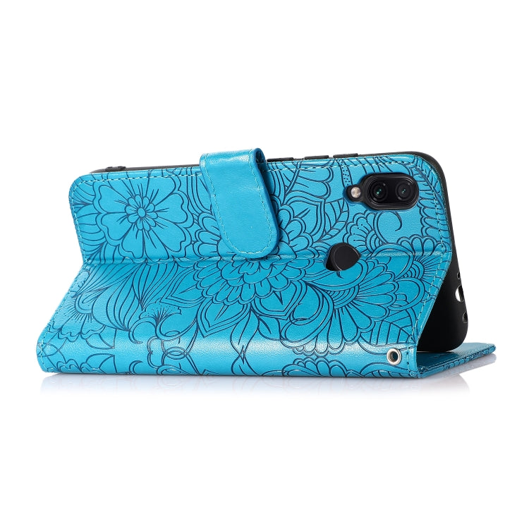 For Xiaomi Redmi Note 7 Skin Feel Embossed Sunflower Horizontal Flip Leather Case with Holder & Card Slots & Wallet & Lanyard