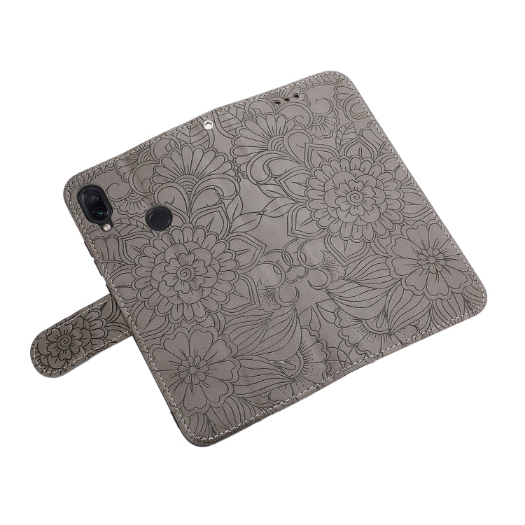 For Xiaomi Redmi Note 7 Skin Feel Embossed Sunflower Horizontal Flip Leather Case with Holder & Card Slots & Wallet & Lanyard
