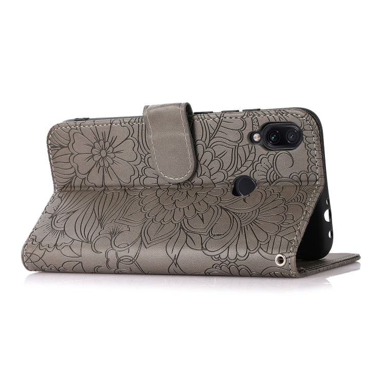 For Xiaomi Redmi Note 7 Skin Feel Embossed Sunflower Horizontal Flip Leather Case with Holder & Card Slots & Wallet & Lanyard