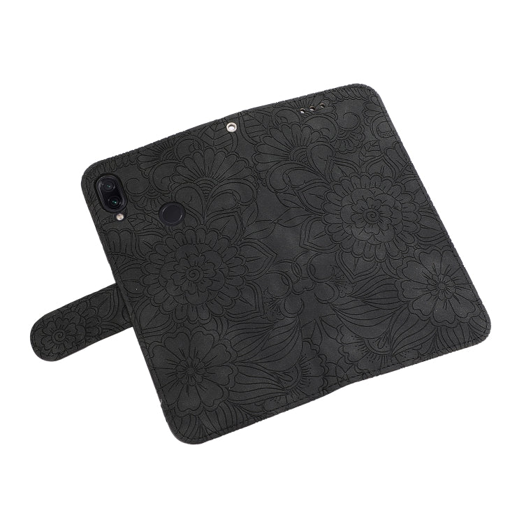 For Xiaomi Redmi Note 7 Skin Feel Embossed Sunflower Horizontal Flip Leather Case with Holder & Card Slots & Wallet & Lanyard