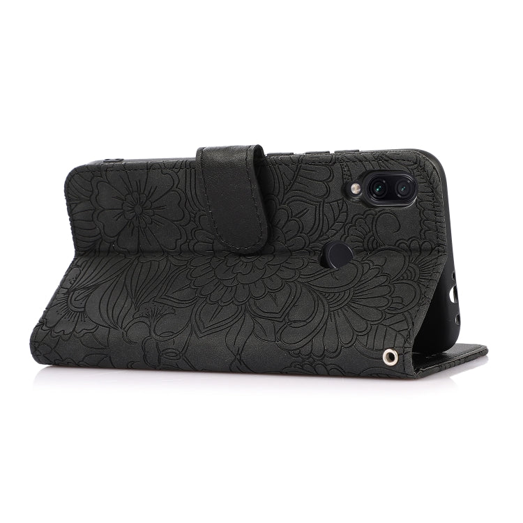 For Xiaomi Redmi Note 7 Skin Feel Embossed Sunflower Horizontal Flip Leather Case with Holder & Card Slots & Wallet & Lanyard