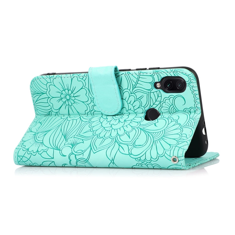 For Xiaomi Redmi Note 7 Skin Feel Embossed Sunflower Horizontal Flip Leather Case with Holder & Card Slots & Wallet & Lanyard