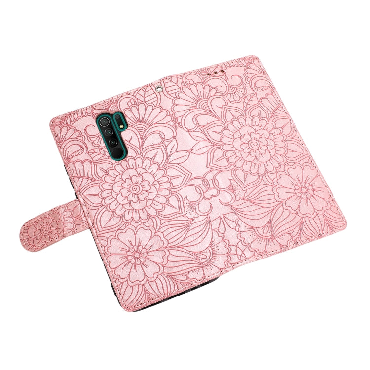 For Xiaomi Redmi 9 Skin Feel Embossed Sunflower Horizontal Flip Leather Case with Holder & Card Slots & Wallet & Lanyard