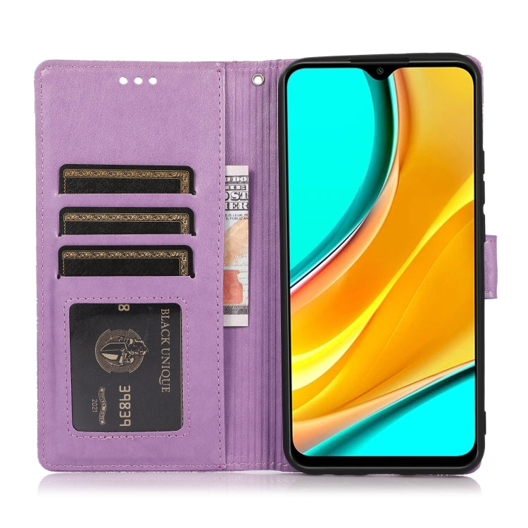 For Xiaomi Redmi 9 Skin Feel Embossed Sunflower Horizontal Flip Leather Case with Holder & Card Slots & Wallet & Lanyard