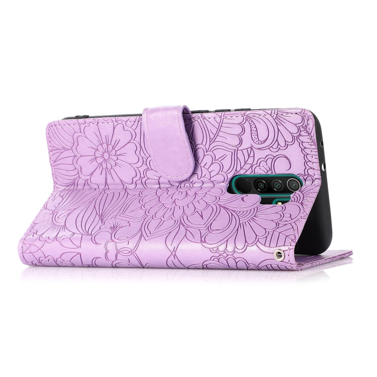 For Xiaomi Redmi 9 Skin Feel Embossed Sunflower Horizontal Flip Leather Case with Holder & Card Slots & Wallet & Lanyard