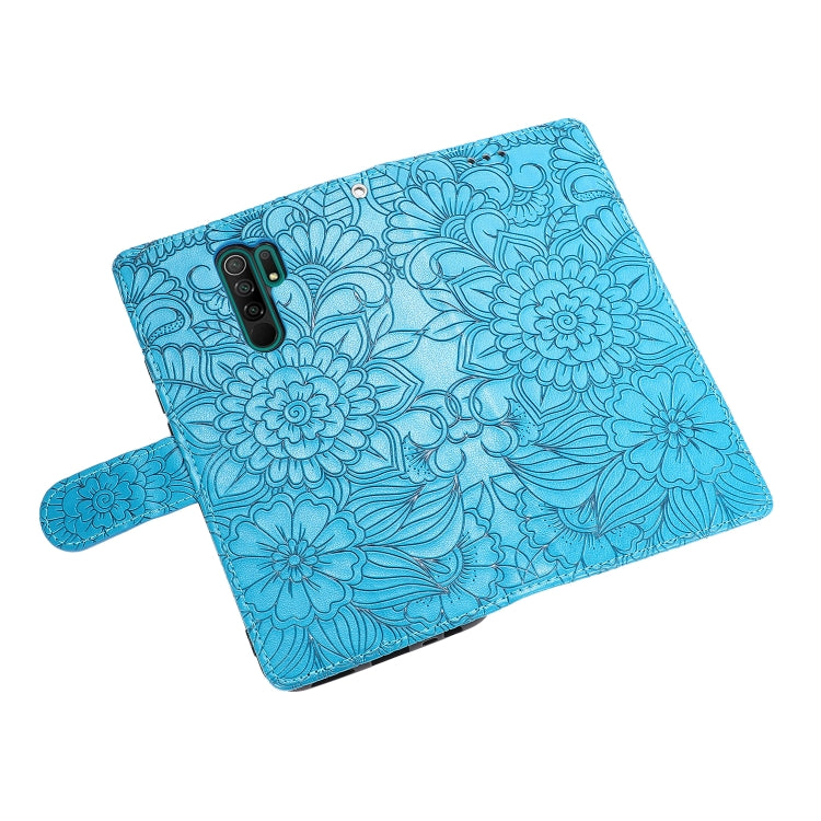 For Xiaomi Redmi 9 Skin Feel Embossed Sunflower Horizontal Flip Leather Case with Holder & Card Slots & Wallet & Lanyard