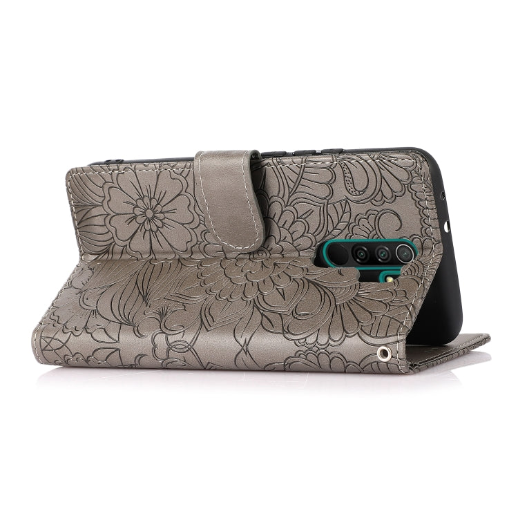 For Xiaomi Redmi 9 Skin Feel Embossed Sunflower Horizontal Flip Leather Case with Holder & Card Slots & Wallet & Lanyard