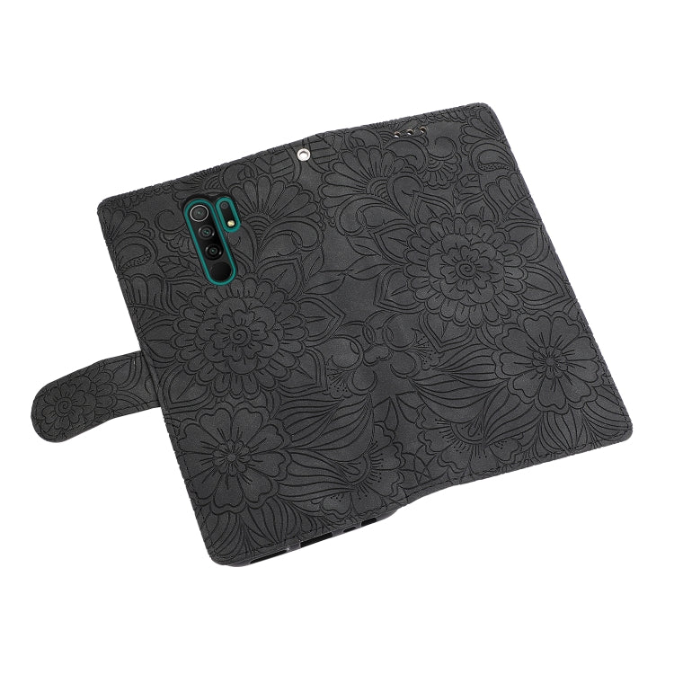 For Xiaomi Redmi 9 Skin Feel Embossed Sunflower Horizontal Flip Leather Case with Holder & Card Slots & Wallet & Lanyard