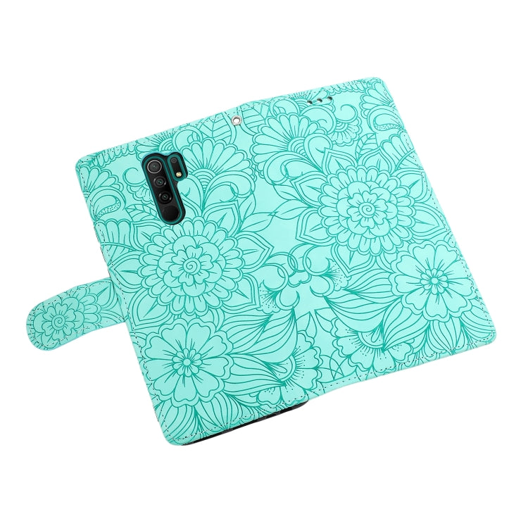 For Xiaomi Redmi 9 Skin Feel Embossed Sunflower Horizontal Flip Leather Case with Holder & Card Slots & Wallet & Lanyard