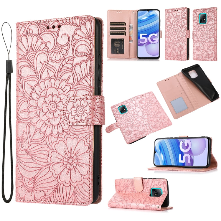 For Xiaomi Redmi 10X 5G Skin Feel Embossed Sunflower Horizontal Flip Leather Case with Holder & Card Slots & Wallet & Lanyard