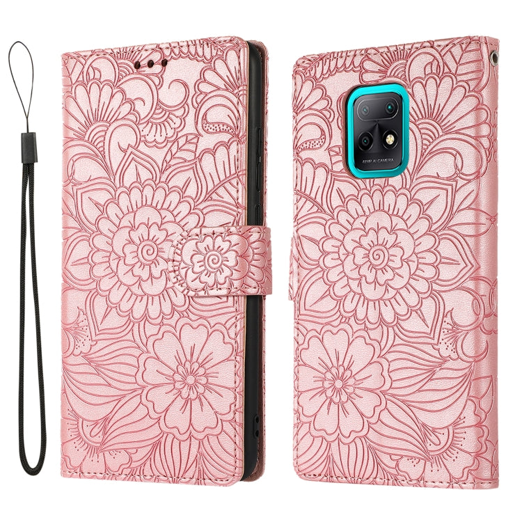For Xiaomi Redmi 10X 5G Skin Feel Embossed Sunflower Horizontal Flip Leather Case with Holder & Card Slots & Wallet & Lanyard