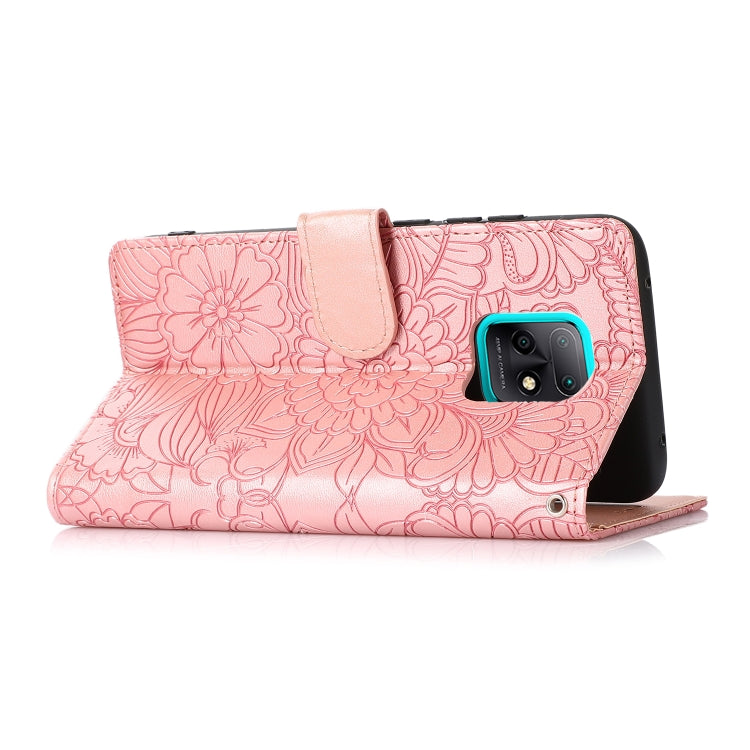 For Xiaomi Redmi 10X 5G Skin Feel Embossed Sunflower Horizontal Flip Leather Case with Holder & Card Slots & Wallet & Lanyard