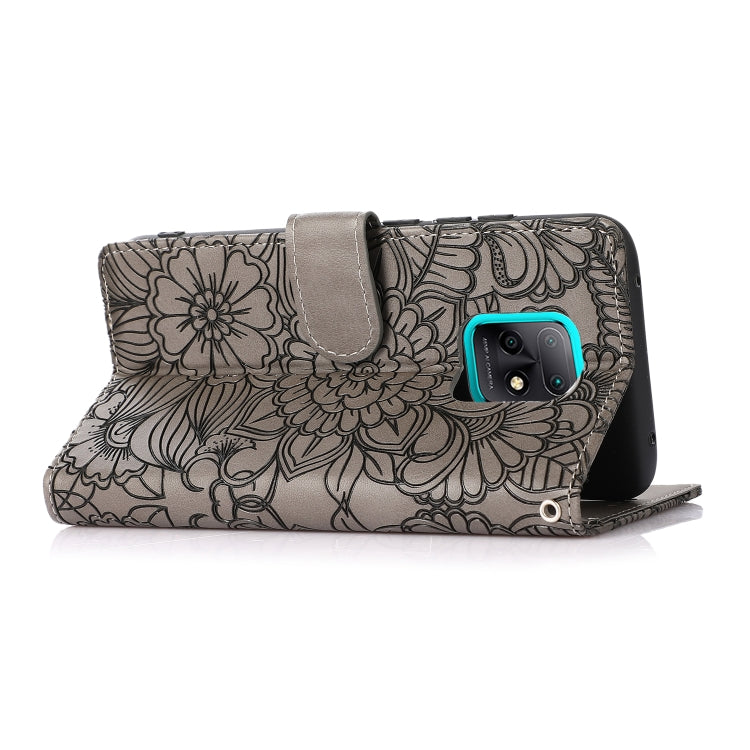 For Xiaomi Redmi 10X 5G Skin Feel Embossed Sunflower Horizontal Flip Leather Case with Holder & Card Slots & Wallet & Lanyard