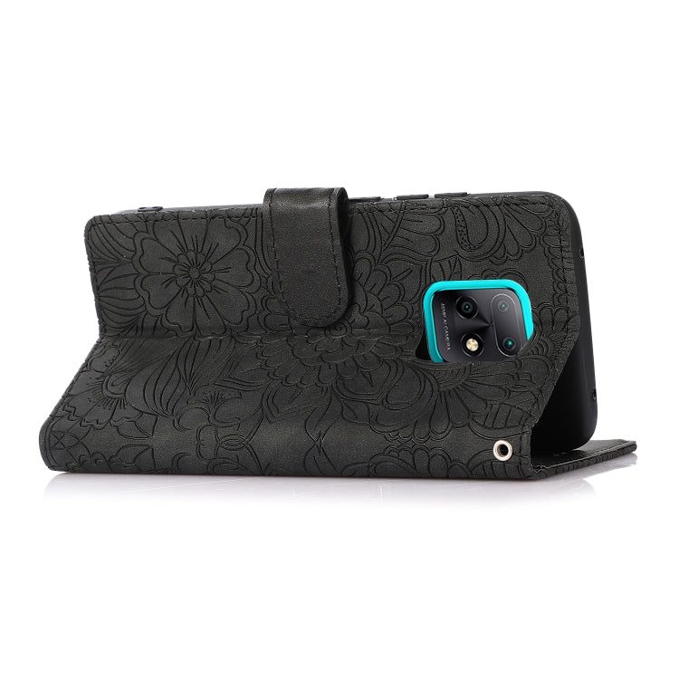 For Xiaomi Redmi 10X 5G Skin Feel Embossed Sunflower Horizontal Flip Leather Case with Holder & Card Slots & Wallet & Lanyard