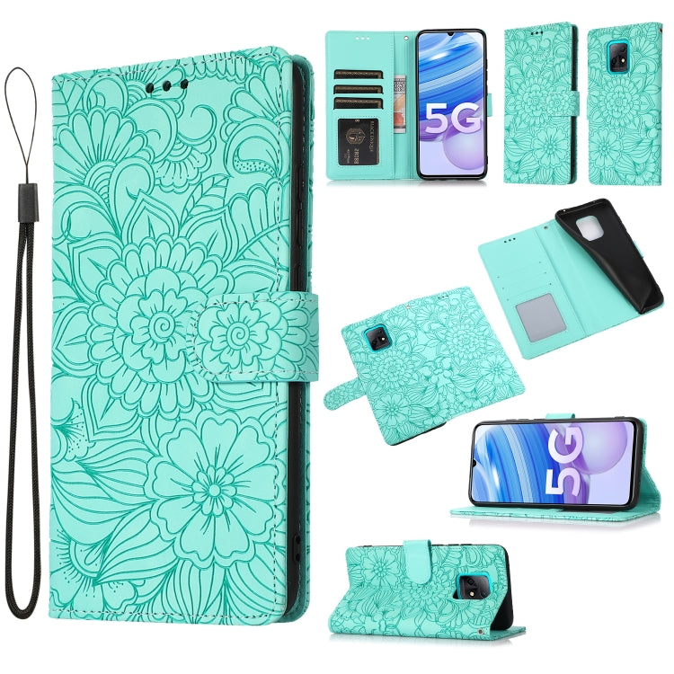For Xiaomi Redmi 10X 5G Skin Feel Embossed Sunflower Horizontal Flip Leather Case with Holder & Card Slots & Wallet & Lanyard