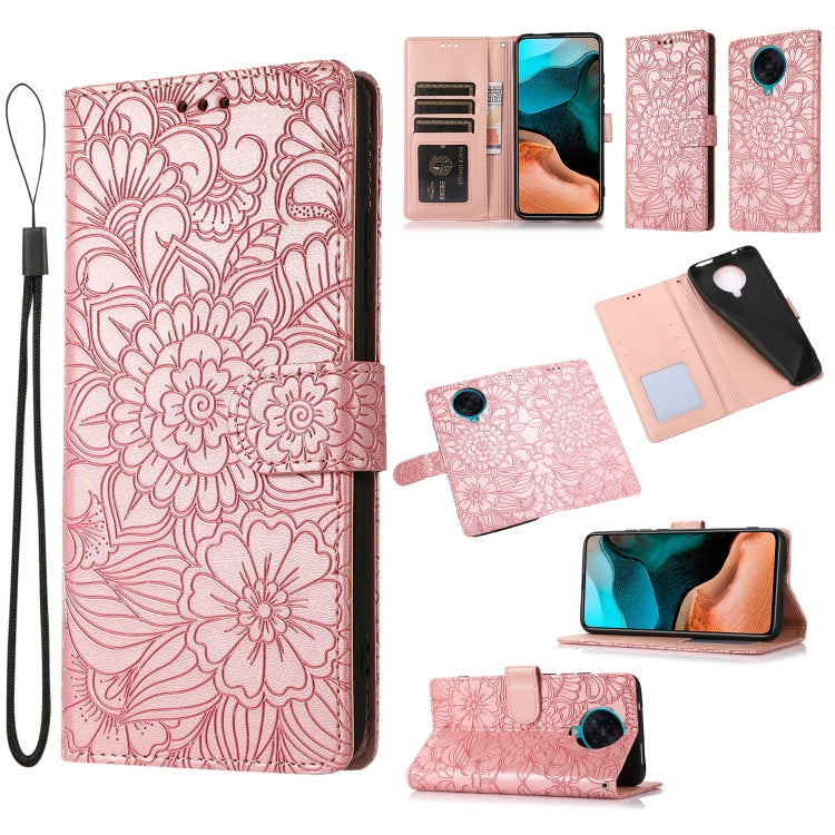 For Xiaomi Redmi K30 Pro Skin Feel Embossed Sunflower Horizontal Flip Leather Case with Holder & Card Slots & Wallet & Lanyard