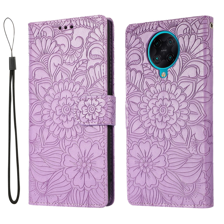 For Xiaomi Redmi K30 Pro Skin Feel Embossed Sunflower Horizontal Flip Leather Case with Holder & Card Slots & Wallet & Lanyard