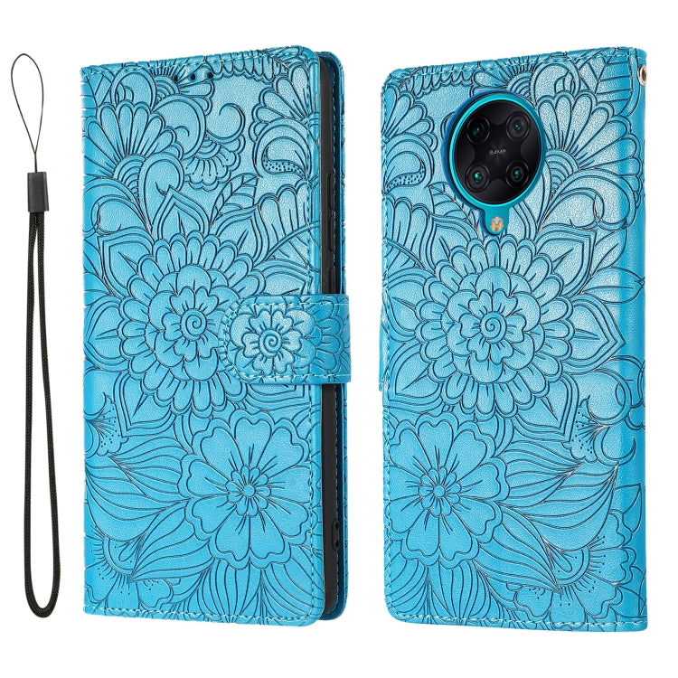 For Xiaomi Redmi K30 Pro Skin Feel Embossed Sunflower Horizontal Flip Leather Case with Holder & Card Slots & Wallet & Lanyard