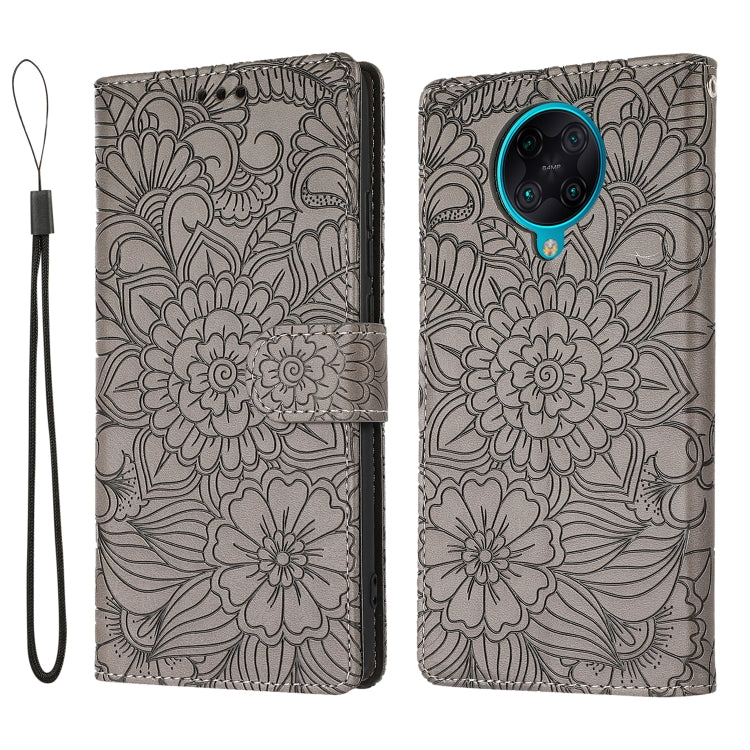 For Xiaomi Redmi K30 Pro Skin Feel Embossed Sunflower Horizontal Flip Leather Case with Holder & Card Slots & Wallet & Lanyard