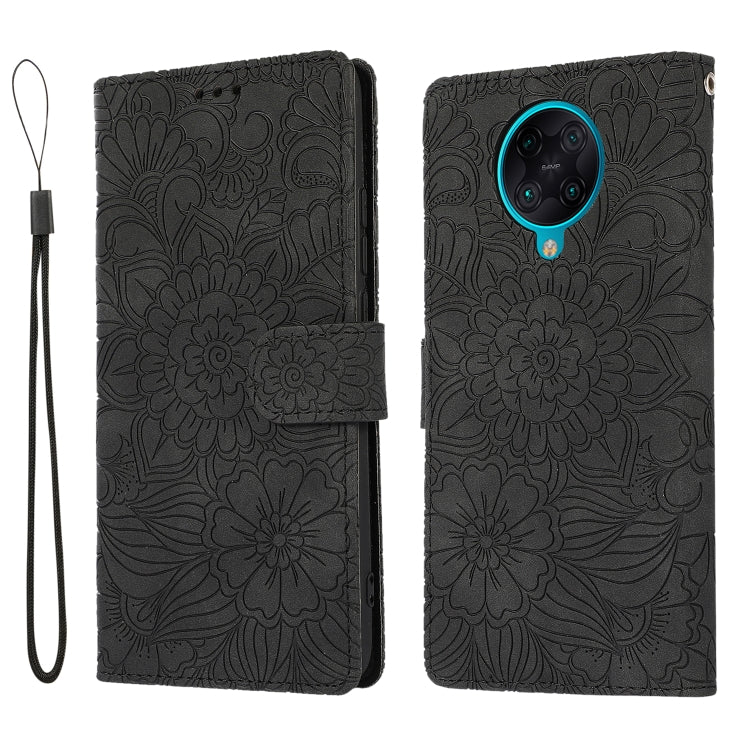 For Xiaomi Redmi K30 Pro Skin Feel Embossed Sunflower Horizontal Flip Leather Case with Holder & Card Slots & Wallet & Lanyard