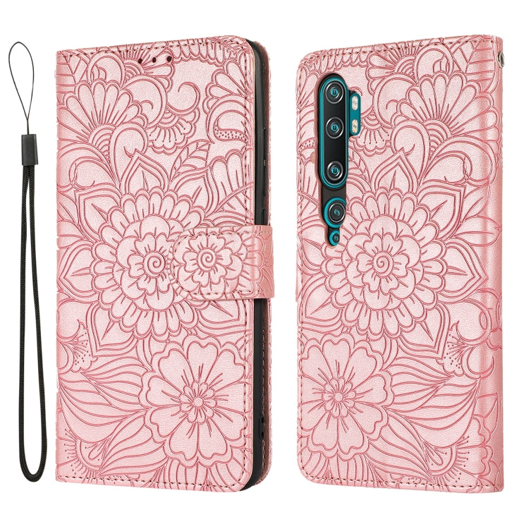 For Xiaomi Mi CC9 Pro Skin Feel Embossed Sunflower Horizontal Flip Leather Case with Holder & Card Slots & Wallet & Lanyard