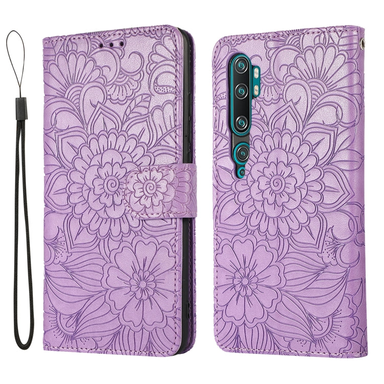For Xiaomi Mi CC9 Pro Skin Feel Embossed Sunflower Horizontal Flip Leather Case with Holder & Card Slots & Wallet & Lanyard