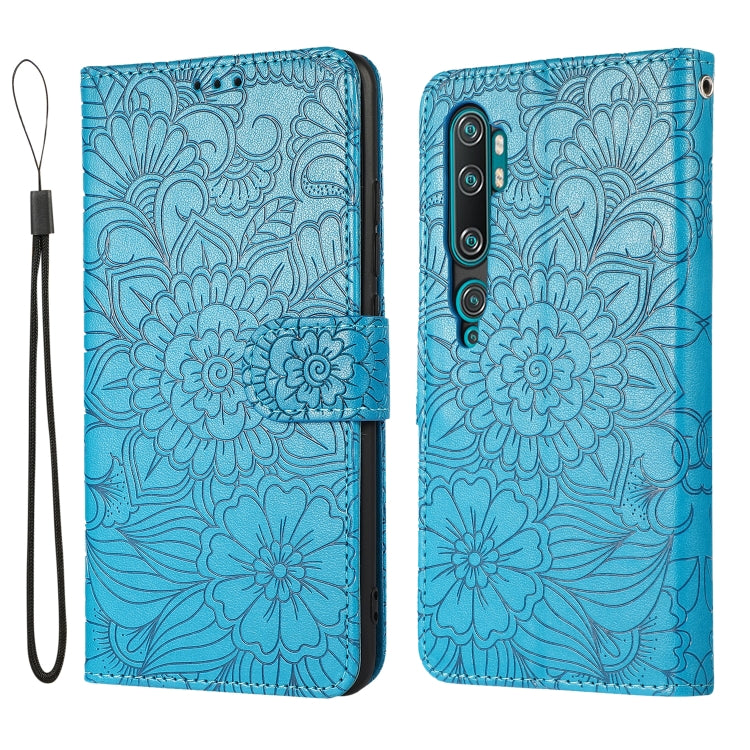 For Xiaomi Mi CC9 Pro Skin Feel Embossed Sunflower Horizontal Flip Leather Case with Holder & Card Slots & Wallet & Lanyard