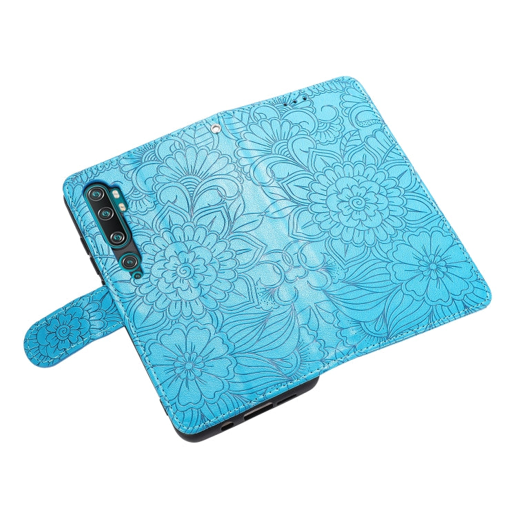 For Xiaomi Mi CC9 Pro Skin Feel Embossed Sunflower Horizontal Flip Leather Case with Holder & Card Slots & Wallet & Lanyard