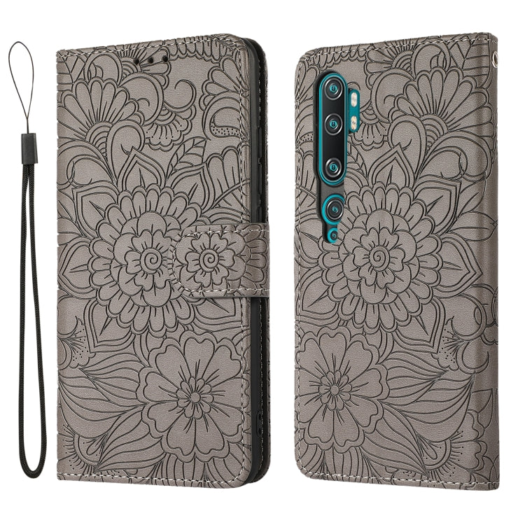 For Xiaomi Mi CC9 Pro Skin Feel Embossed Sunflower Horizontal Flip Leather Case with Holder & Card Slots & Wallet & Lanyard