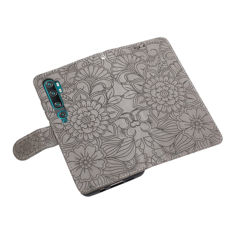 For Xiaomi Mi CC9 Pro Skin Feel Embossed Sunflower Horizontal Flip Leather Case with Holder & Card Slots & Wallet & Lanyard