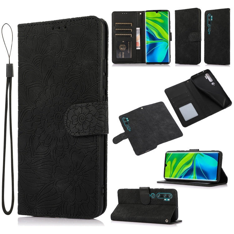 For Xiaomi Mi CC9 Pro Skin Feel Embossed Sunflower Horizontal Flip Leather Case with Holder & Card Slots & Wallet & Lanyard