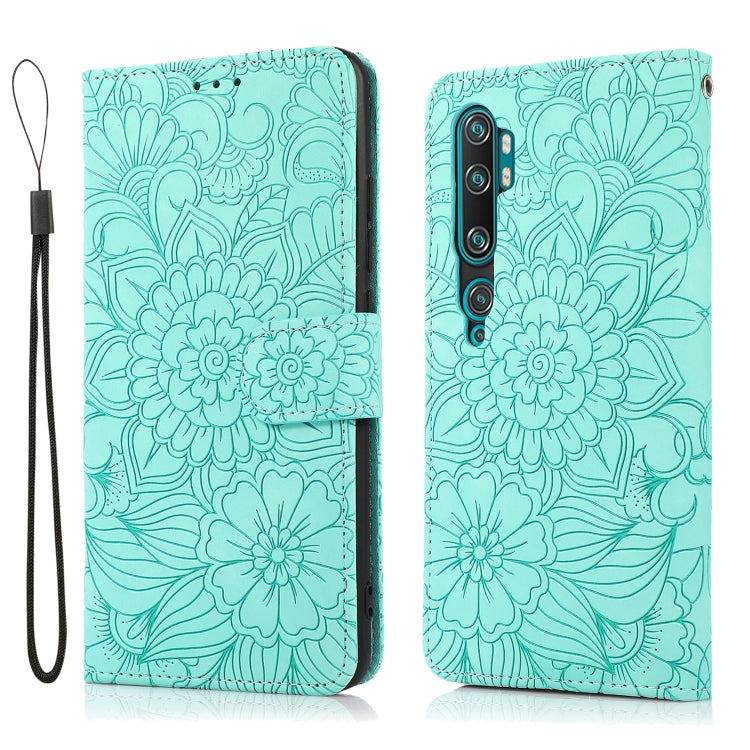 For Xiaomi Mi CC9 Pro Skin Feel Embossed Sunflower Horizontal Flip Leather Case with Holder & Card Slots & Wallet & Lanyard
