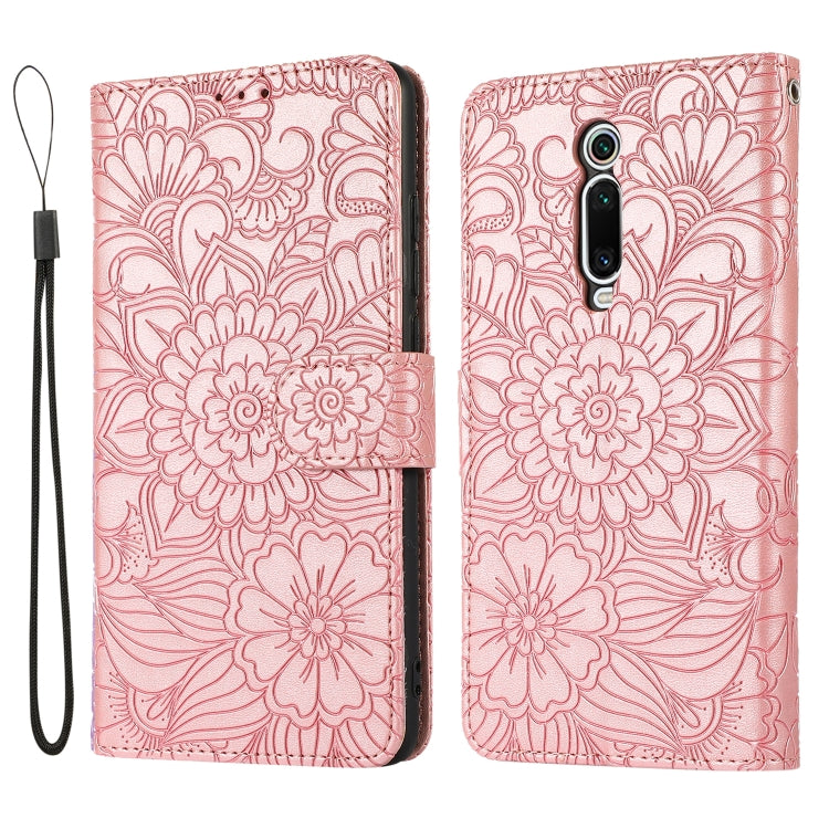 For Xiaomi Redmi K20 Skin Feel Embossed Sunflower Horizontal Flip Leather Case with Holder & Card Slots & Wallet & Lanyard