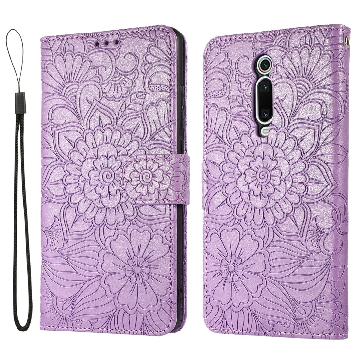 For Xiaomi Redmi K20 Skin Feel Embossed Sunflower Horizontal Flip Leather Case with Holder & Card Slots & Wallet & Lanyard