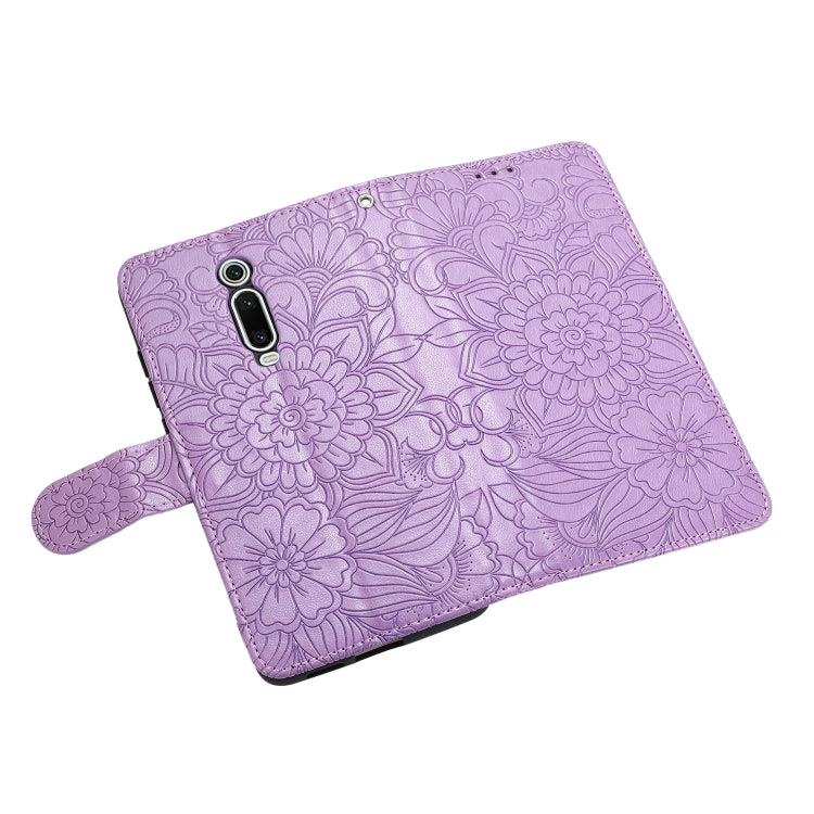 For Xiaomi Redmi K20 Skin Feel Embossed Sunflower Horizontal Flip Leather Case with Holder & Card Slots & Wallet & Lanyard