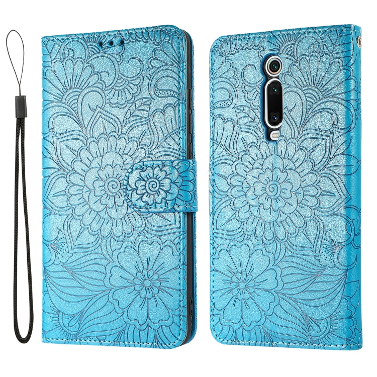 For Xiaomi Redmi K20 Skin Feel Embossed Sunflower Horizontal Flip Leather Case with Holder & Card Slots & Wallet & Lanyard
