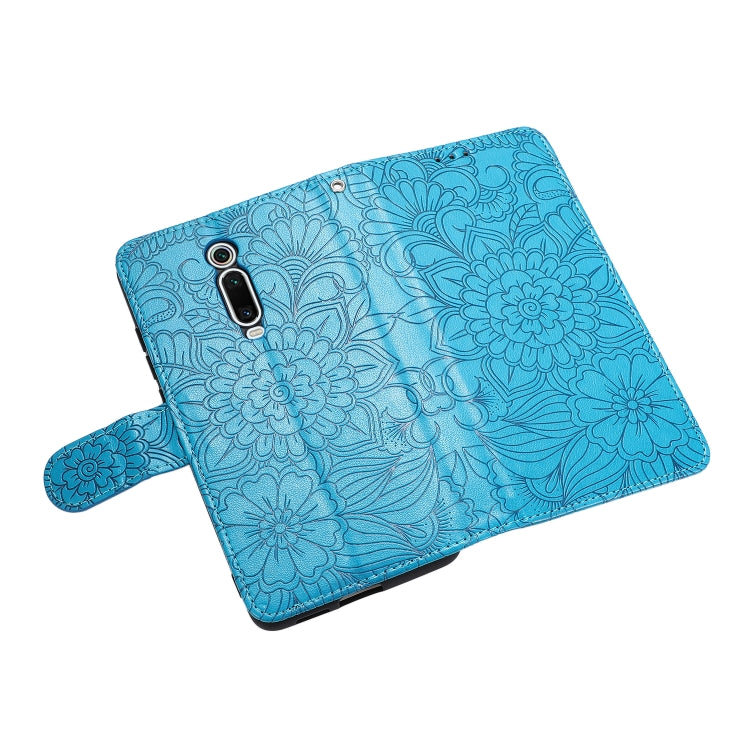 For Xiaomi Redmi K20 Skin Feel Embossed Sunflower Horizontal Flip Leather Case with Holder & Card Slots & Wallet & Lanyard