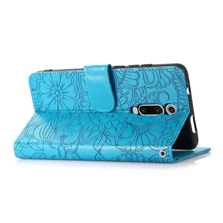 For Xiaomi Redmi K20 Skin Feel Embossed Sunflower Horizontal Flip Leather Case with Holder & Card Slots & Wallet & Lanyard