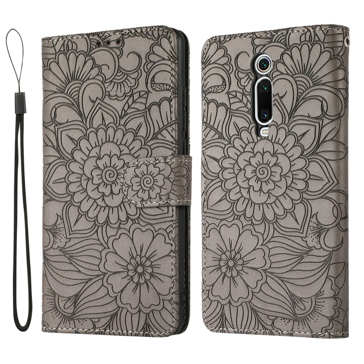 For Xiaomi Redmi K20 Skin Feel Embossed Sunflower Horizontal Flip Leather Case with Holder & Card Slots & Wallet & Lanyard